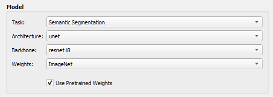 QGeoAI QModel Trainer model configuration
